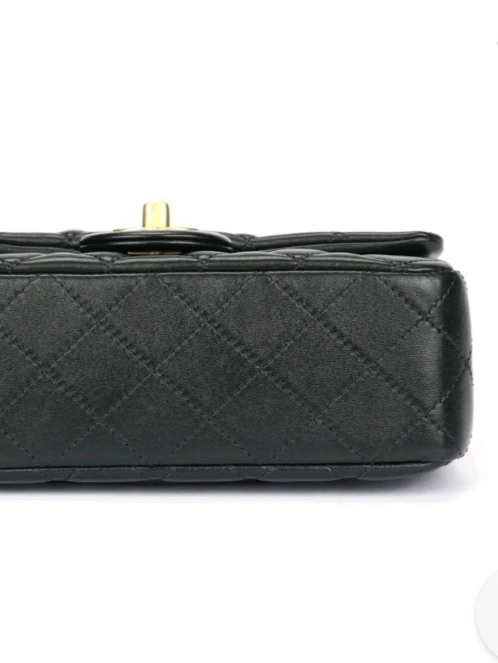 Super Class Quilted Mini Mouth Flap Classic Evening Crossbody Jet Set Black Gold - Picture 5 of 8